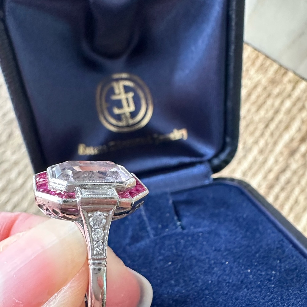 4.18 ct Kunzite Halo Belfort Ring - Picture 7 of 8